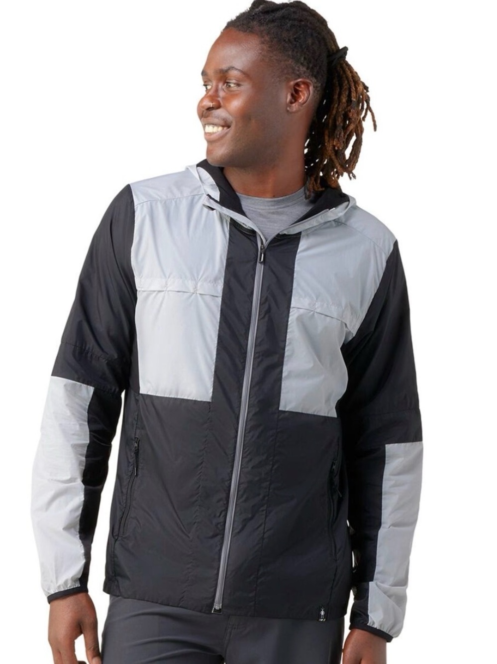 Men's Smartwool Black and Grey Colorblock Windbreaker Medium